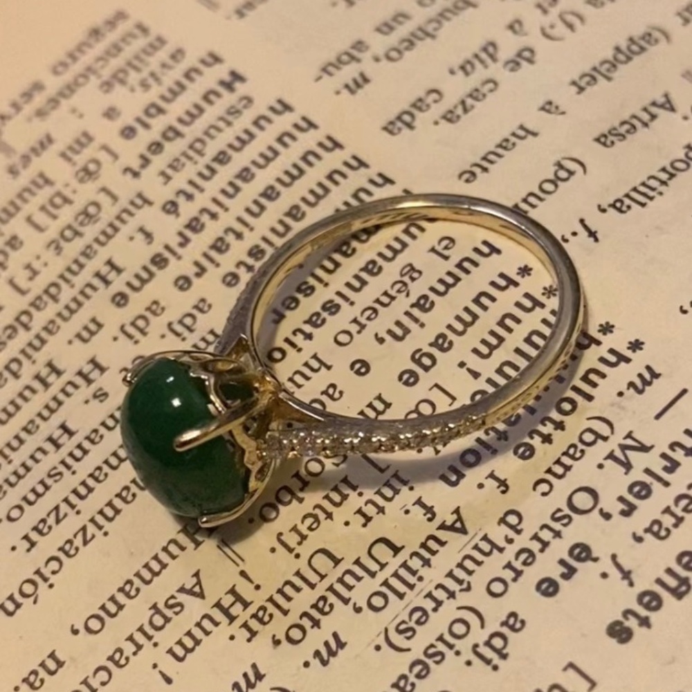 Jade Stone, Delicate Diamond Ring